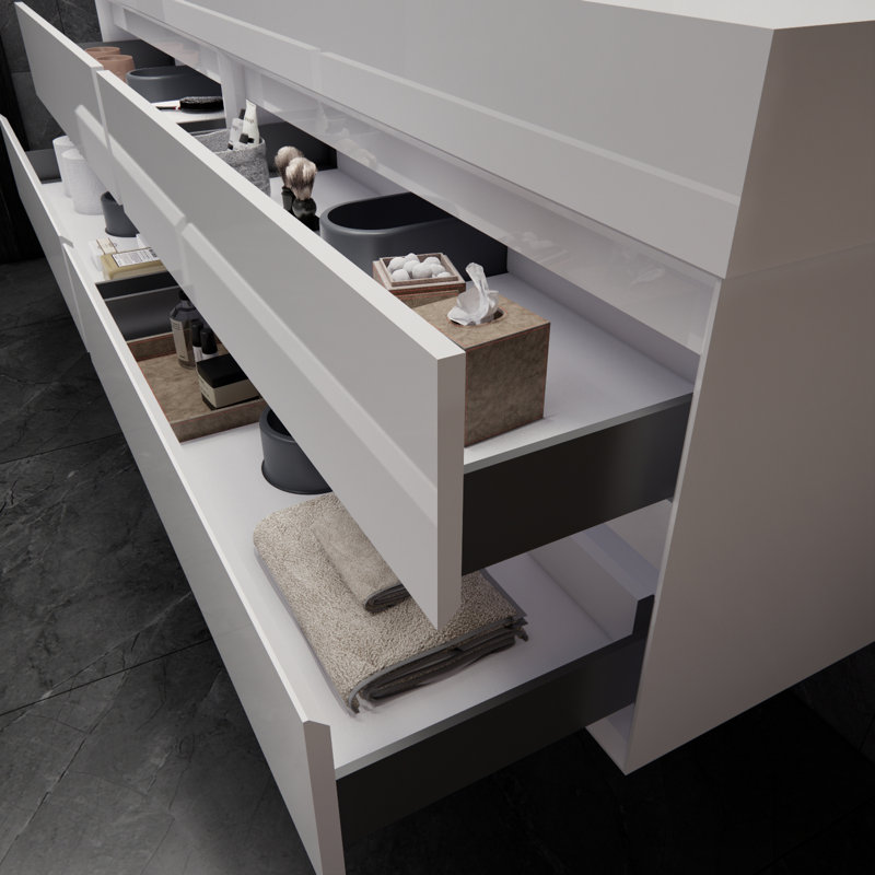 Meuble-lavabo double 84 po Albizu, Blanc
