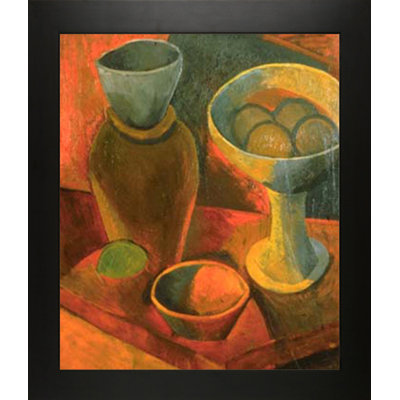 «Jug and Fruit Bowl» par Pablo Picasso - peinture sur toile à cadre flottant