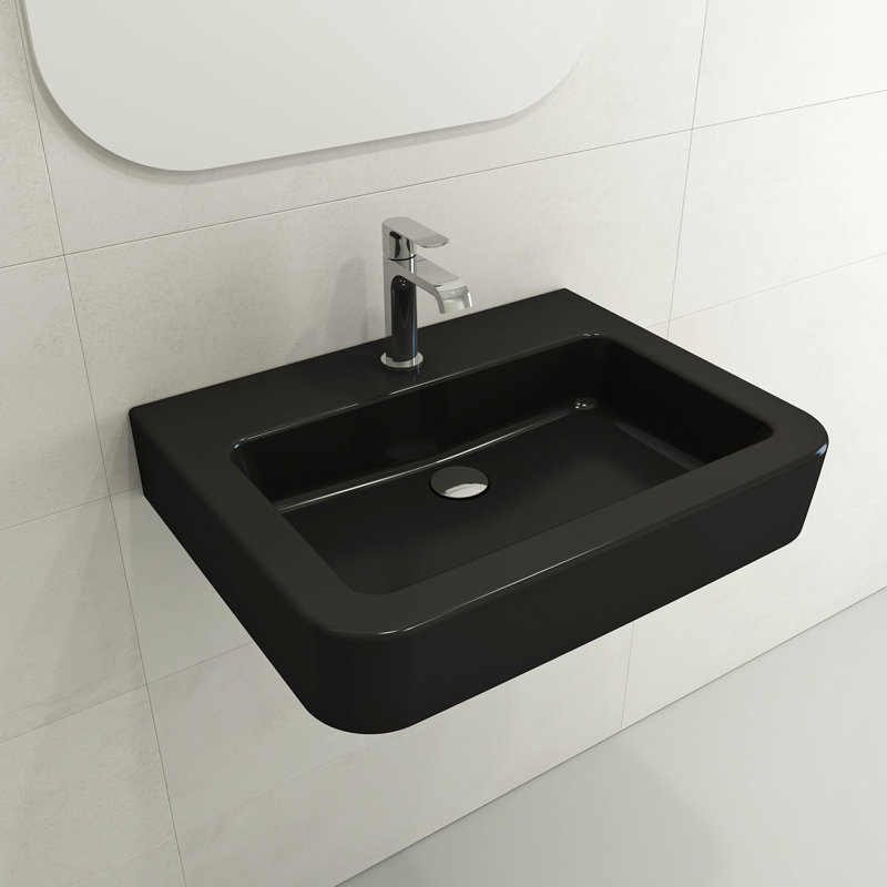 Parma 25.59'' L Bathroom Sink, Matte Black, Single-Hole