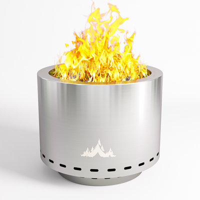 Foyer d'extérieur au feu de bois en acier inoxydable sans fumée H 19,7 po x l 19,5 po Ekbote