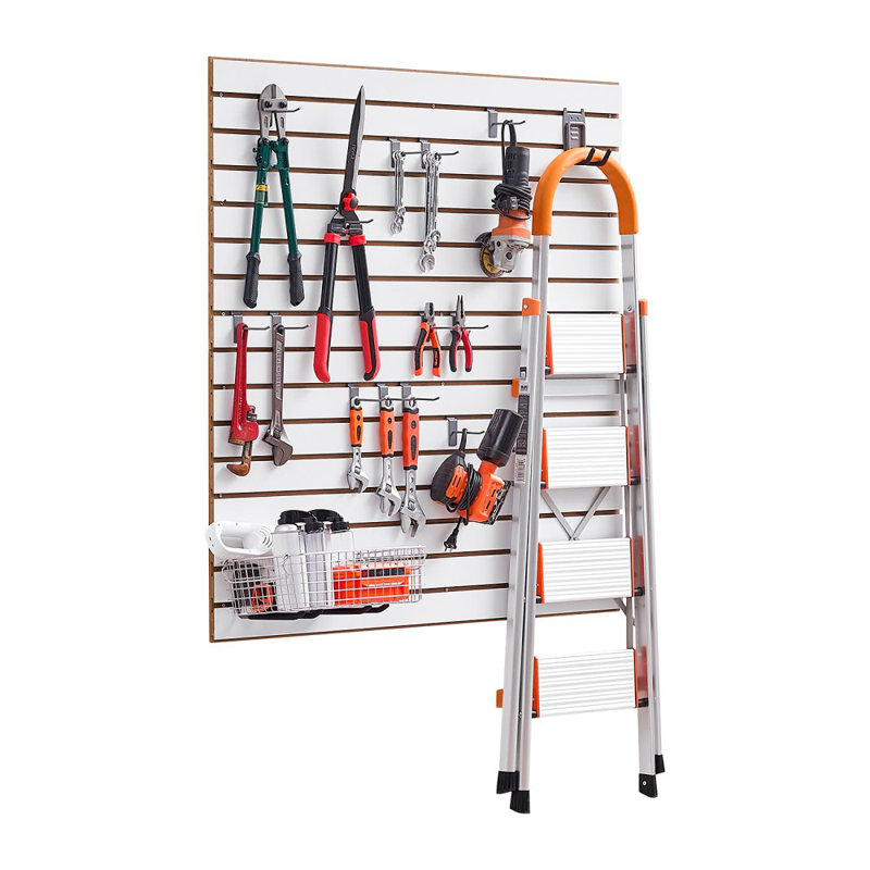 4 x 4 ft SlatWall Paneling MDF Garage Slatwall with Modular Design, White