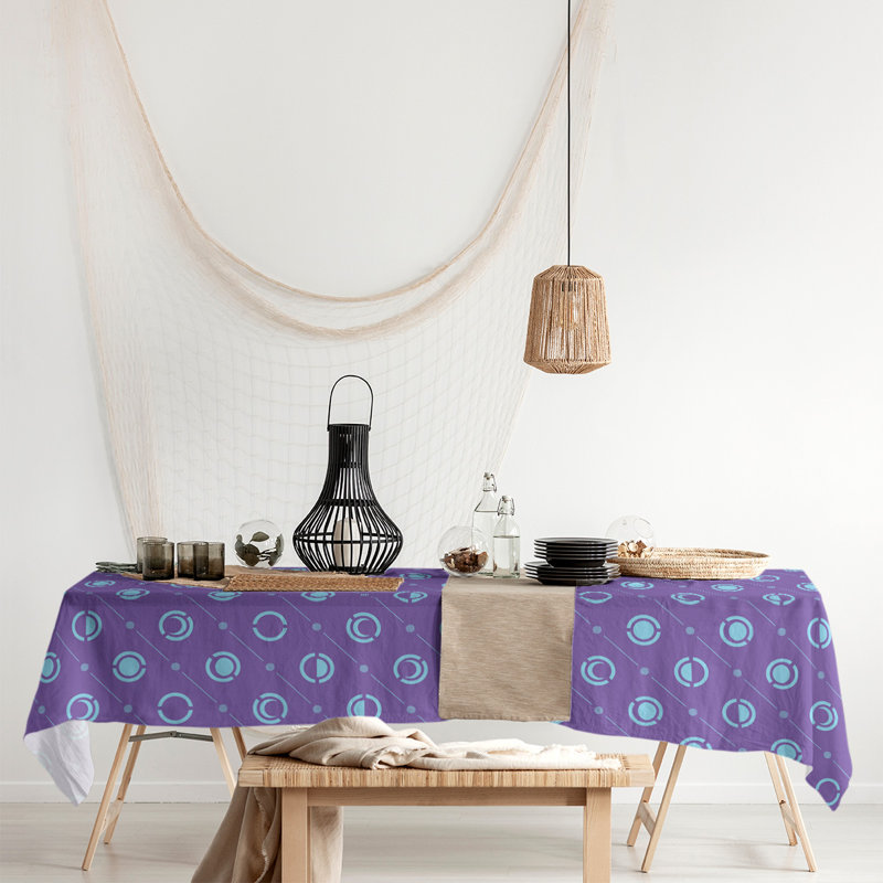 Classic Moon Phases Tablecloth, Purple/Teal