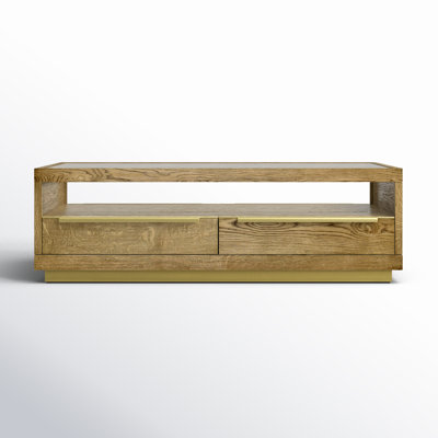 Fallbook Glass Top Coffee Table with Drawers