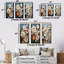 Ensemble de 3 reproductions d'art sur toile Beige and Blue Flower Garden Zen - Plants-847544531-847544529