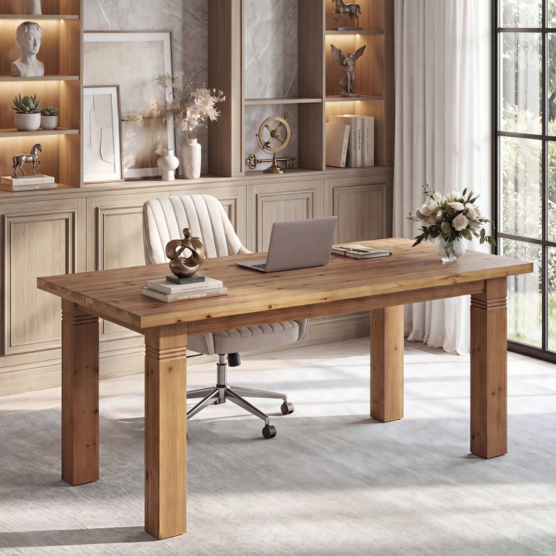 63" Solid Wood Computer Desk for Office