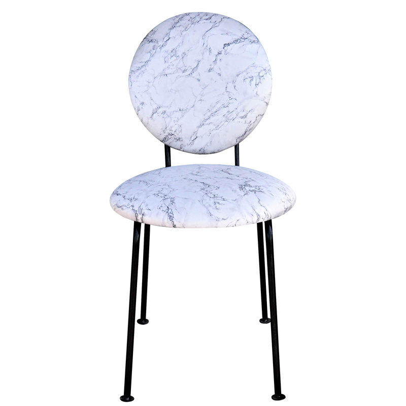 Medallion 52cm H Upholstered Side Chair, White Marble