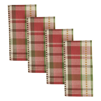  Winfield Plaid Red Napkin Set Of 4
