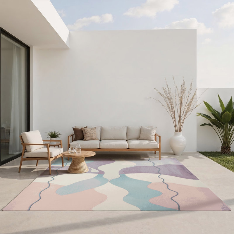 Rose Quartz Ripple Indoor And Outdoor Area Rug, Rectangle 2' x 3'