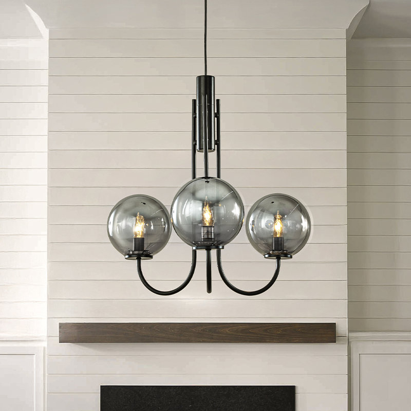 Gilmour 3-light 25'' Wide Modern Glam Glass Globe Bubble Chandelier Contemporary Sputnik Hand Blown Glass Pendant Light For Living Room Children's Room