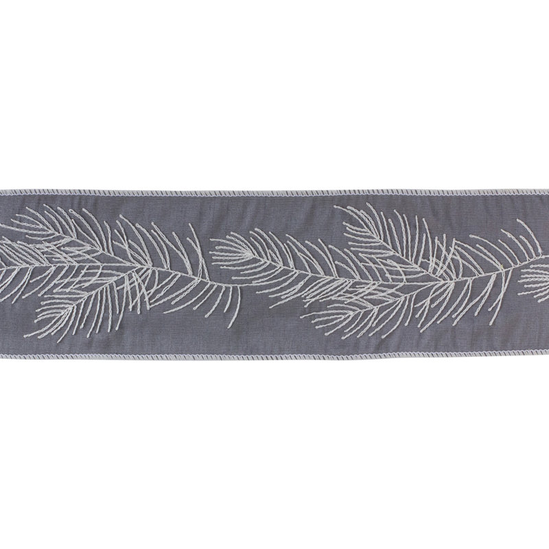 Ruban sans motif Glynas, Gris / Blanc