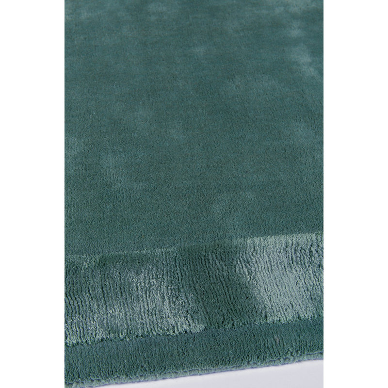 Farrow & Ball Leighton Teal Silk Border Area Rug, Rectangle 4' x 6'