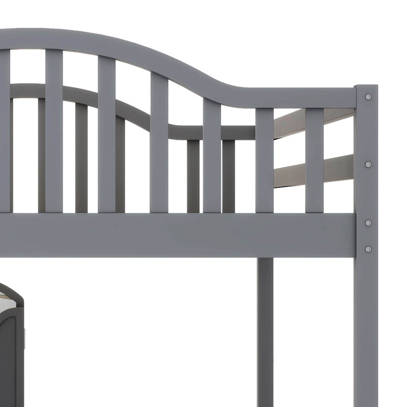 Lit mezzanine double en bois avec bureau, Grey
