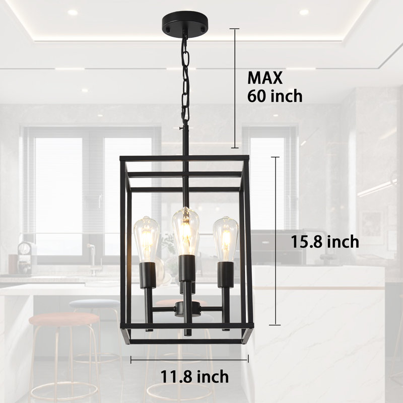 Luminaire suspendu rectangulaire à 4 lumières Rooshi