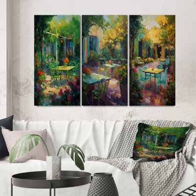 «Romantic Picknick In Luscious Italian Garden I», 3 pièces sur toile