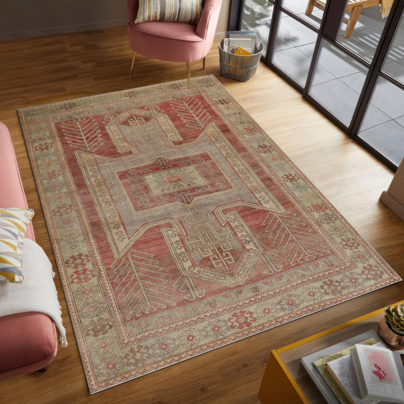 Chic Non-Woven Soft Type Printed Rug Featuring an Intricate Floral Pattern in Warm Earth Tones for a Refined Touch in Any Home Decor Setting
