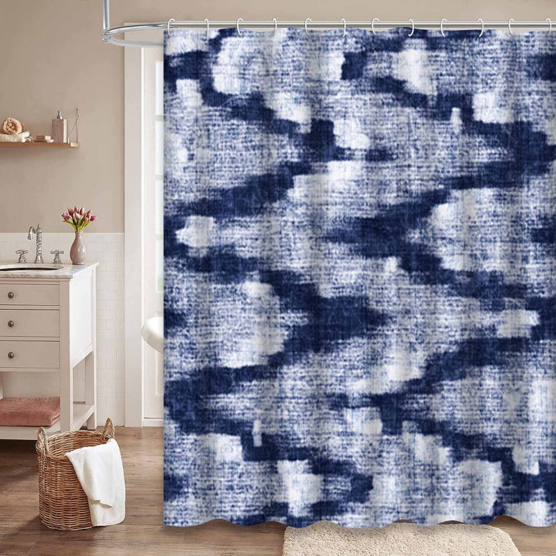 Rideau de douche bleu délavé bleu marine avec 12 crochets, L 72 po x l 84 po
