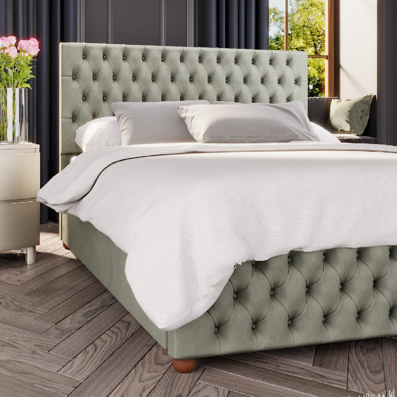 Upholstered Ottoman Bed, Super King (6'), Duck Egg