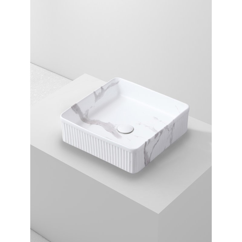 Ivy Bronx Condol 375mm L x 375mm W Ceramic Square Sink, Calacatta