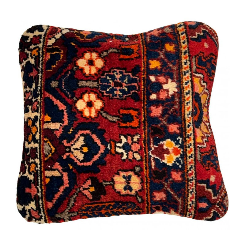 Wool Square Pillow Cover & Insert, Red/Yellow Floral