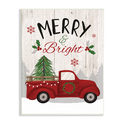 Merry and Bright Expression «Red Truck Holiday Forest» par Louise Allen Designs - Art textuel