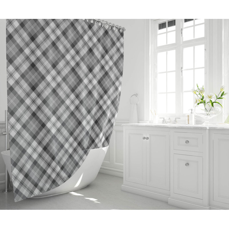 Anthony Plaid Ultra-Thin Lightweight Shower Curtain, Grey/Charcoal