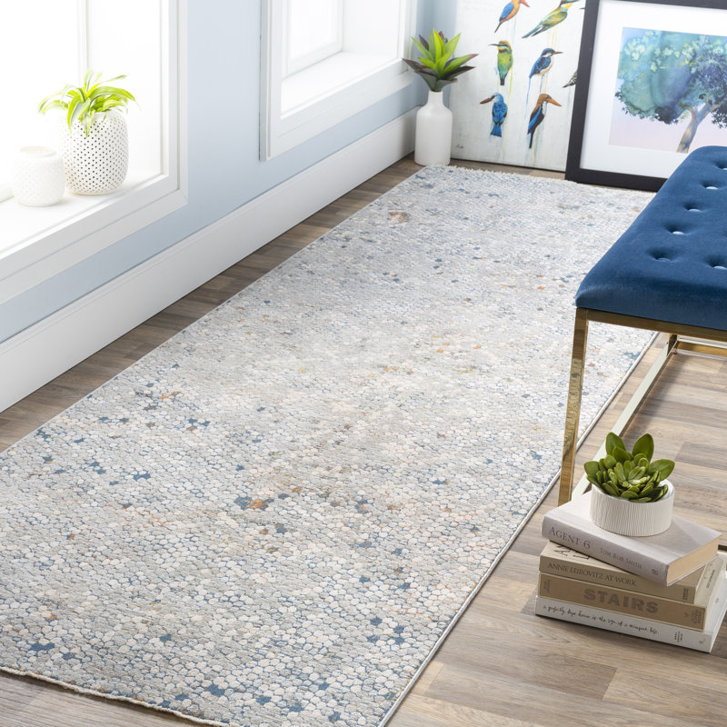 Rickard Power Loom Teal/Aqua Rug, Runner 3'3" x 8'