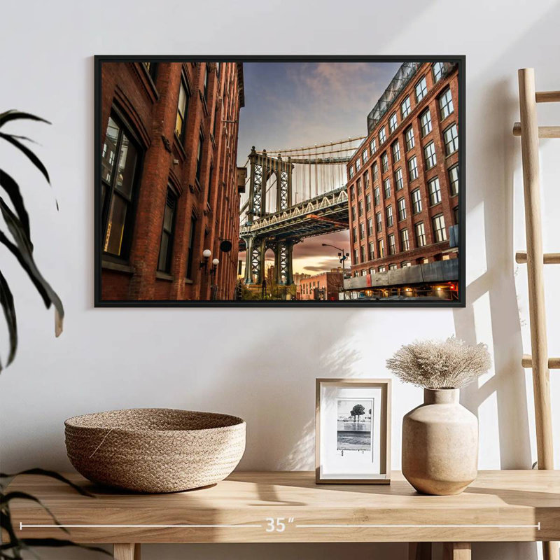New York Architecture, 25" X 17", Floating Frame Black