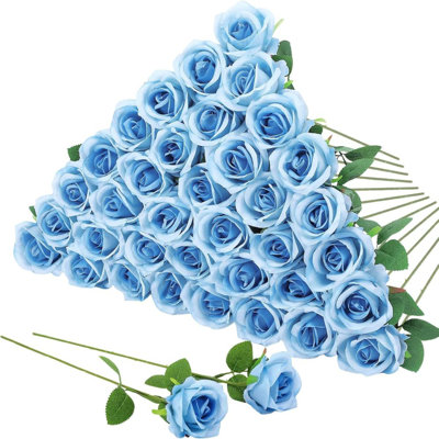 36 Pcs Artificial Flowers Bulk Fake Rose Bouquet Bridal Artificial Roses with Stems Long Stem Realistic Faux Rose Flower for Wedding Bouquet Arrangement Centerpiece Party Decor