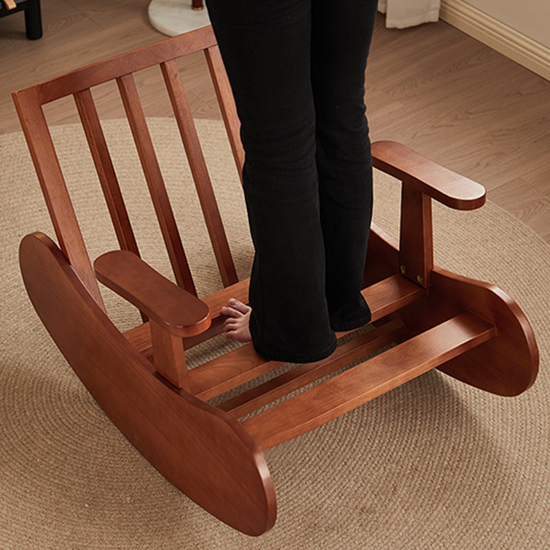 Chaise berçante simple en bois massif Ayvan, Brun