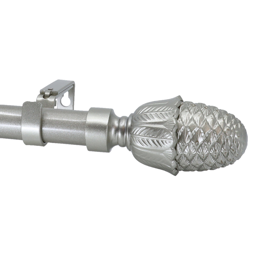 Naika Meriville 1" Diameter Telescoping Single Window Treatment Curtain Rod, Acorn Finials Red Barrel Studio® 