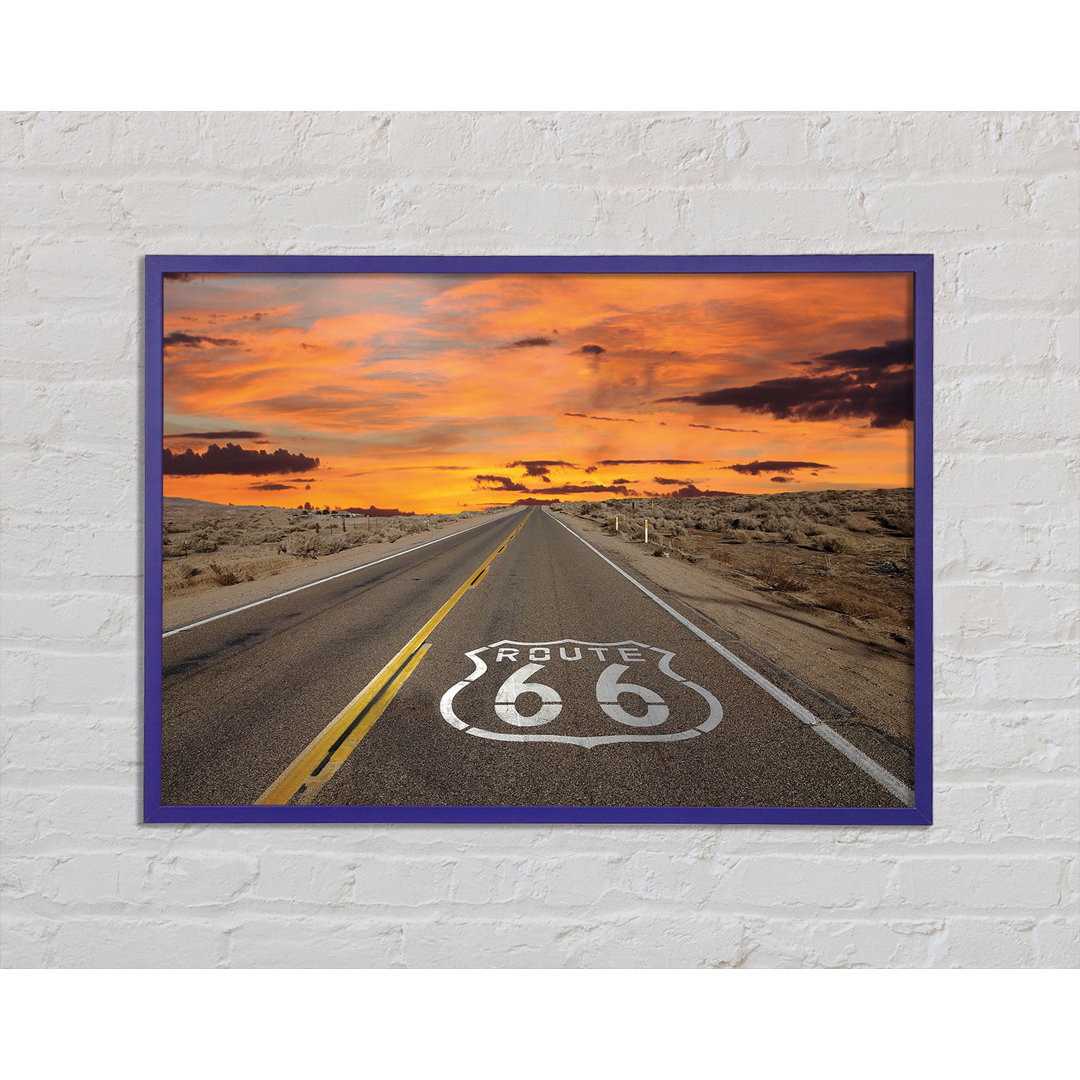 Route 66 Sonnenuntergang Gerahmter Druck