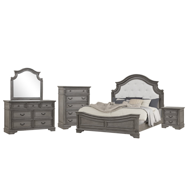 Ensemble de chambre Azoriah, 5 Pcs: Bed, 2 Dressers, Nightstand, Mirror, Très grand