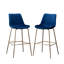 2 tabourets de comptoir en velours bleu 26,50 - et moderne (2), construction en métal avec repose-pieds, revêtement doux
