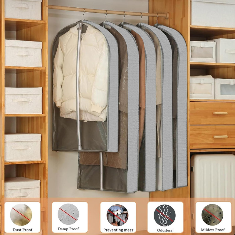 3 sacs à vêtements 3 pièces, housse de protection respirante anti-mites PEVA de 40 po et 50 po, housses suspendues avec chambre à coucher, combinaisons, vêtements rembourrés, chemises anti-poussière