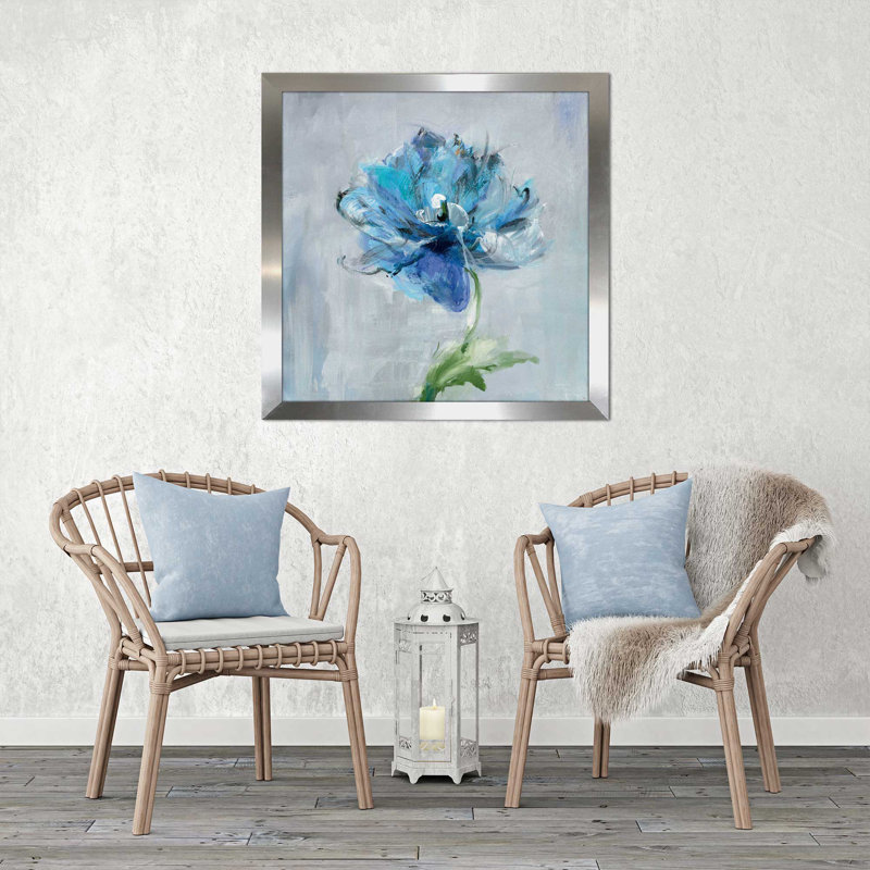 Floral Bloom II v2 - reproduction sur toile, H 37,5 po x l 37,5 po x P 1 po, Encadrement argenté
