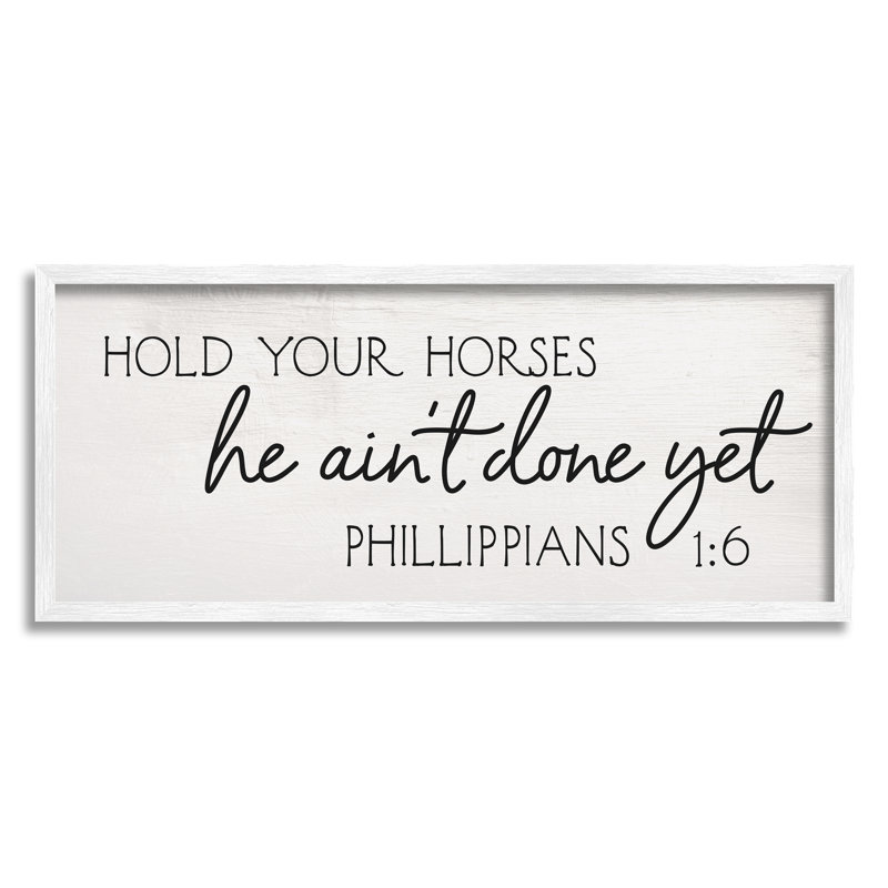 «Hold Your Horses Philippians» 1: 6, interprétation noire, estampe numérique de Daphne Polselli, H 10 po x l 24 po x P 1,5 po