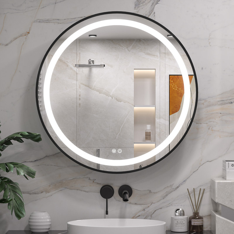 Tablette ajustable avec miroir pour armoire à pharmacie Gervon, H 30 po x l 30 po x P 4,7 po, Argent argent