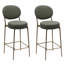 Ensemble de 2 tabourets de bar 29 po de hauteur avec siège et tabouret de bar rembourré en similicuir avec pieds dorés et chaises rondes (vert)