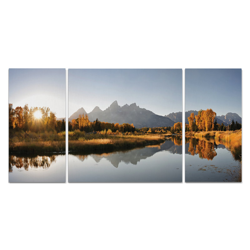 " Landing On Snake River " 3 - Pieces, 40" H x 80" W x 1.5" D