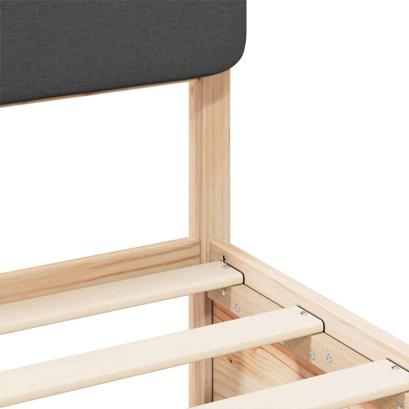 Solid Wood Bed, Single (3'), Dark Grey
