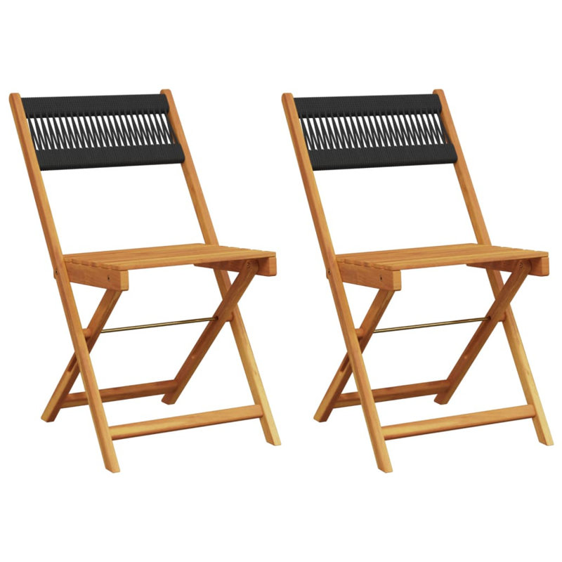 Aubagne Solid Wood Bistro Chairs Acacia and Polypropylene, Black