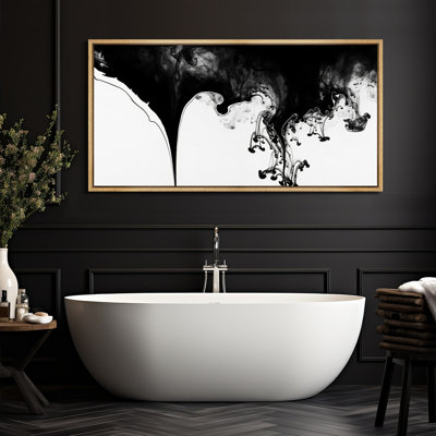 Encre noire dans l'eau, art mural sur toile - Abstrait monochrome pour intérieurs minimalistes modernes