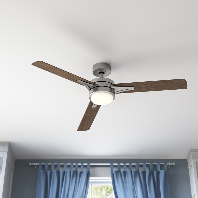 Ventus 52"  3 - Blade LED Propeller Ceiling Fan with Wall Control and Light Kit Included, Pewter