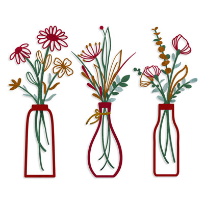  Ensemble de 3 fleurs murales en métal, décoration murale minimaliste bohème