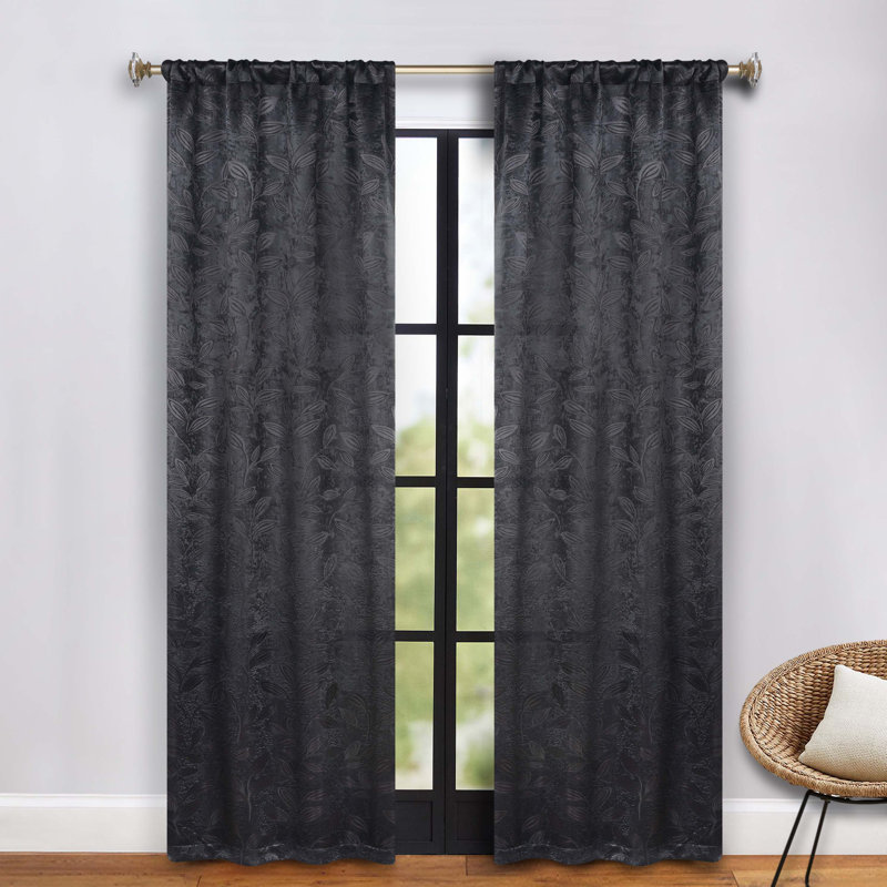  Rideaux obscurcissant et occultant 100% polyester, Noir, L 26 po x L 84 po