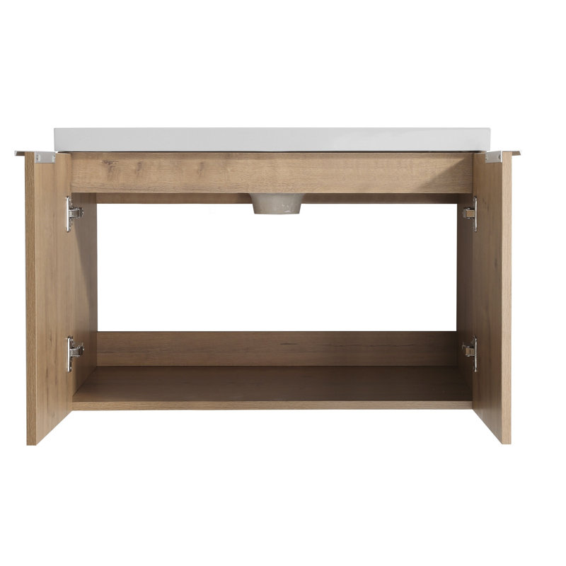 30'' Wall-Mounted Single Bathroom Vanity Set, Floating Bathroom Vanity with Resin Basin Sink Top, 2 Soft Close Doors