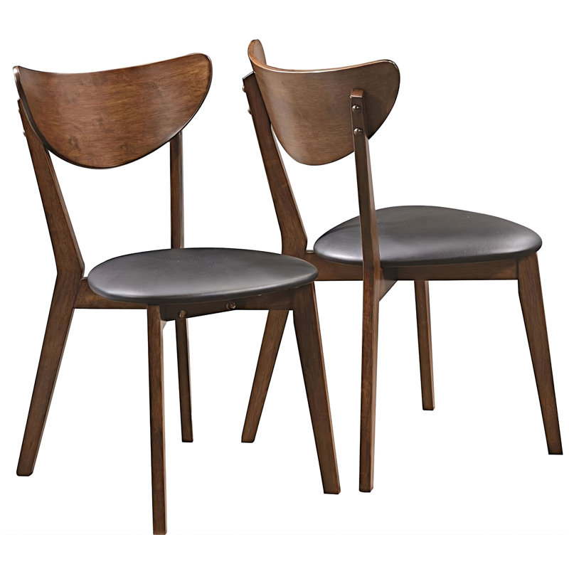 Chaises de salle à manger rembourrées noyer foncé et noir