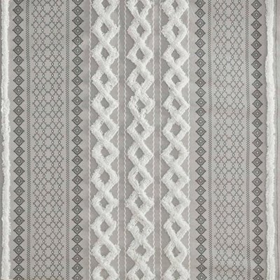 Cotton Printed Shower Curtain With Chenille