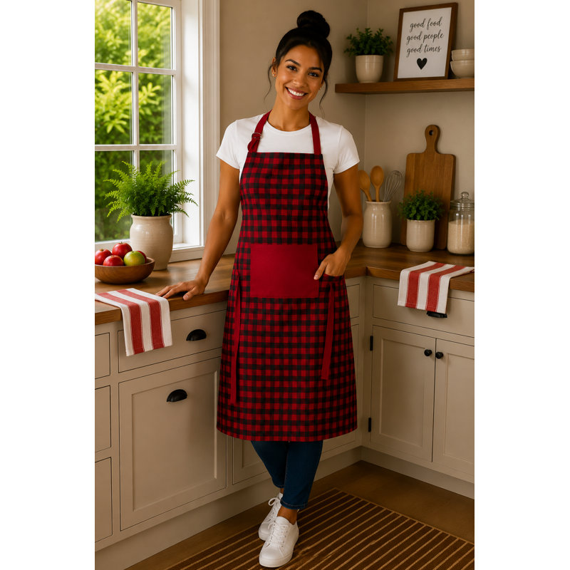 Buffalo Red Plaid Apron, Red