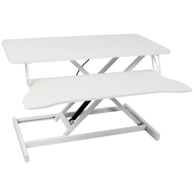 Adjustable Height Standing Laptop Desk,Adjustable Sit To Stand Up Workstation With Keyboard Tray,White